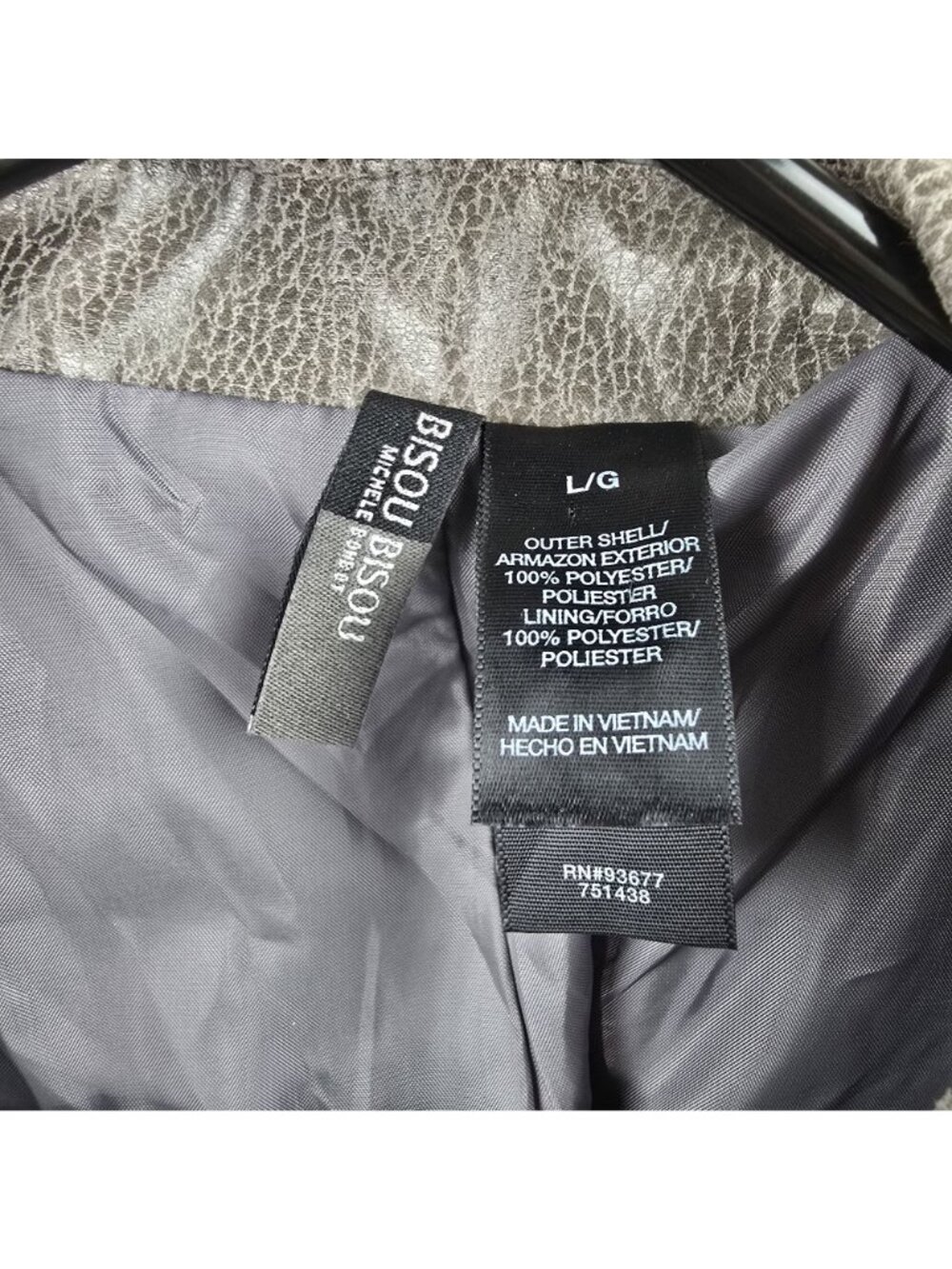 Bisou Bisou Michelle Bohbot Silver Cropped Jacket Womens Size L/G 100% Polyester - Picture 4 of 7